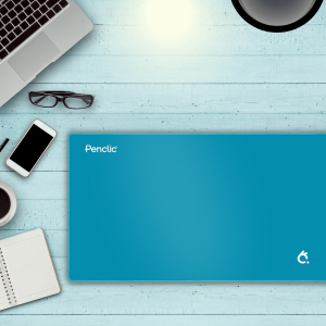 Personalize your desk space with our DeskPad in blue. A large mouse pad that protects your desk. 